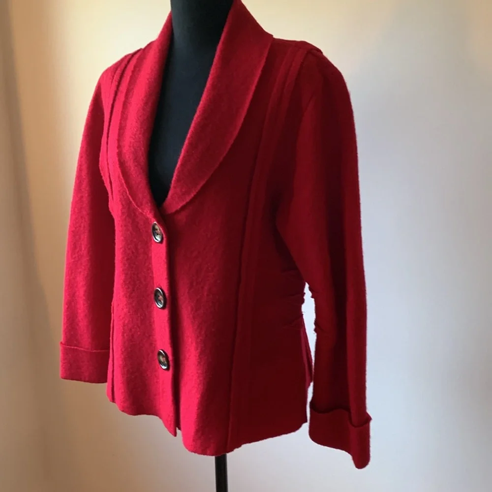 Red boiled wool blazer - Picture 3 of 6